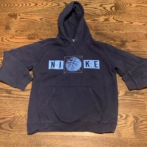 Vintage Kids Nike Navy Blue Pullover Hoodie Sweatshirt Size L Basketball READ